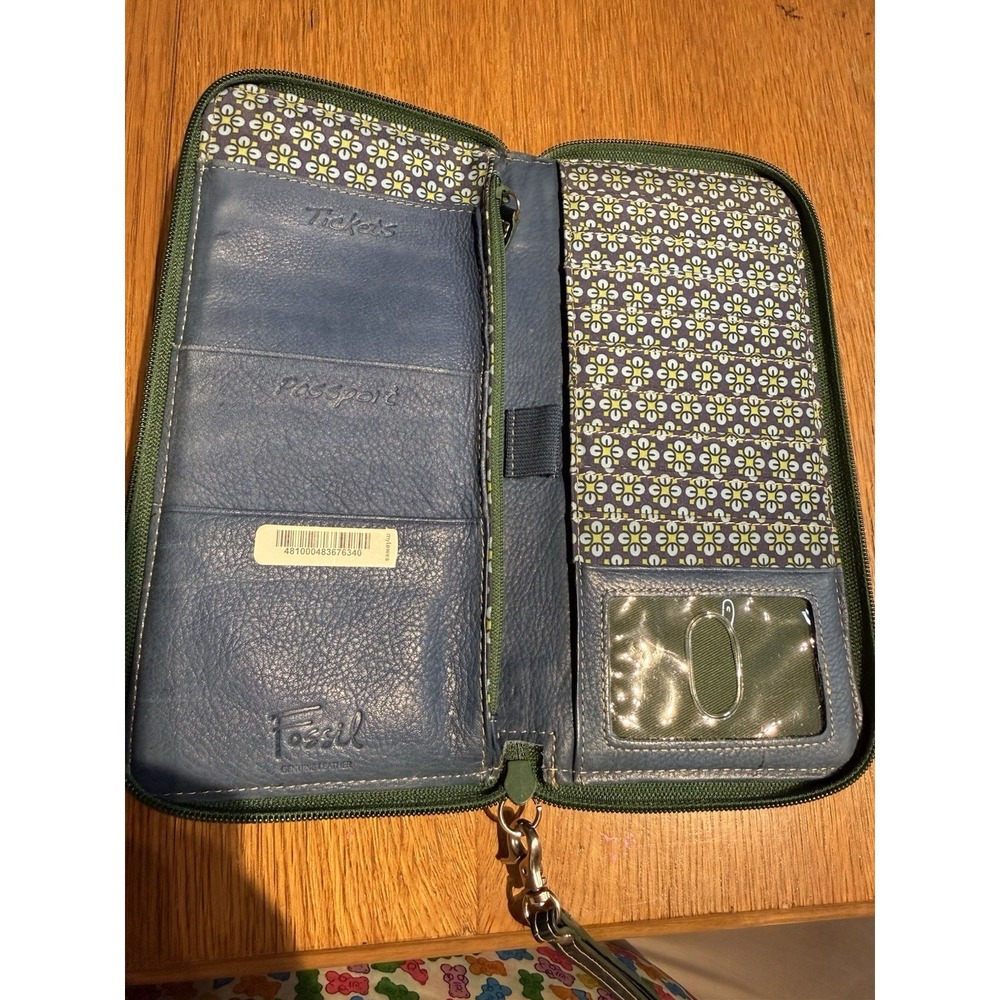 Fossil Genuine Leather Wallet Lot Floral Zip Around Travel Organizer Wristlet - Picture 5 of 13